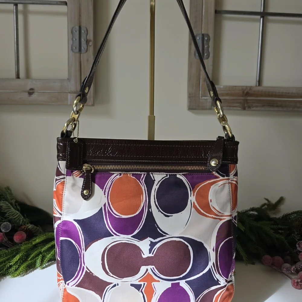 Coach Ashley Scarf Print Hippie Shoulder/Crossbody - Multicolor Logo Sateen - Picture 8 of 13